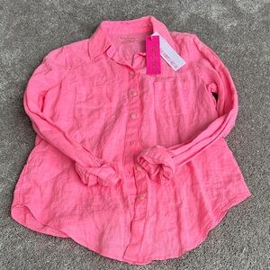 Lilly Pulitzer Bright Pink Button Down Shirt for Kids